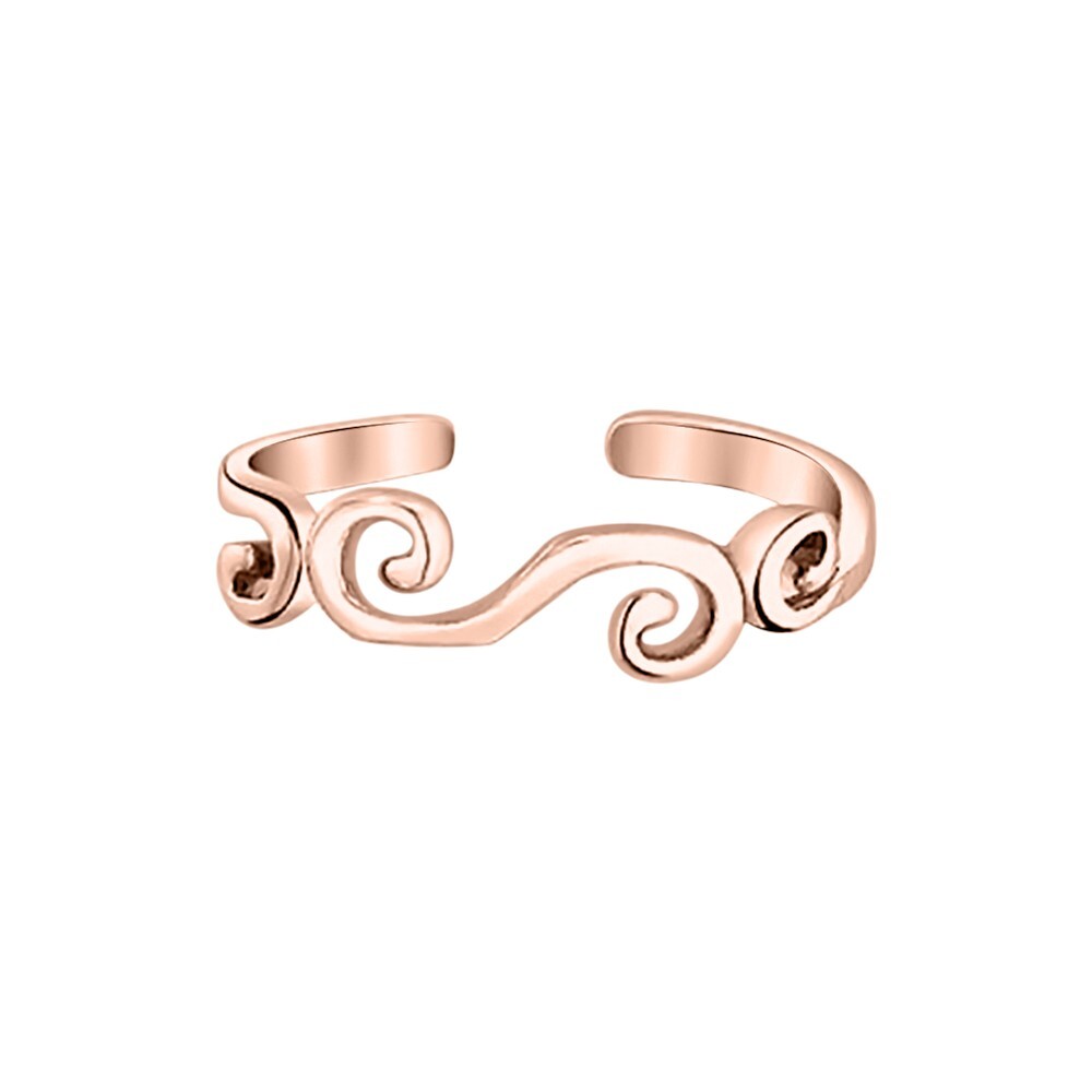 Women's 14K Rose Gold Plated Swirl Midi Ring Adjustable Scroll Toe/Midi Rings