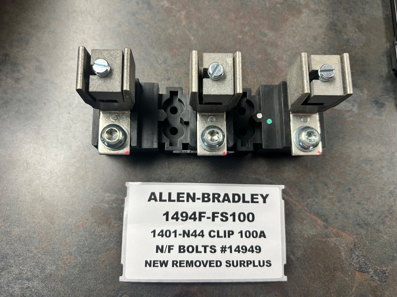 NEW ALLEN BRADLEY 1494F-FS100 FUSE BLOCK WITH 1401-N44 CLIPS #14949