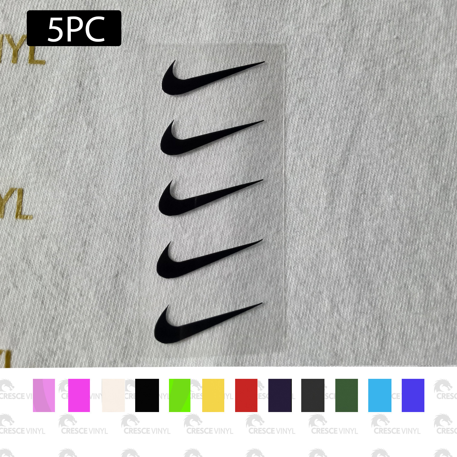 5pcs Nike Swoosh  Ready to Apply DIY Made to Order Iron On Custom Vinyl Decal