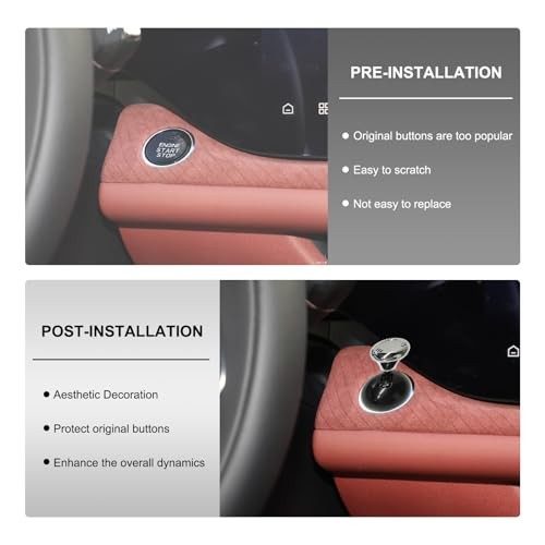 Metal Joystick Car Push Start Button Cover, Universal One-Touch Start Silver