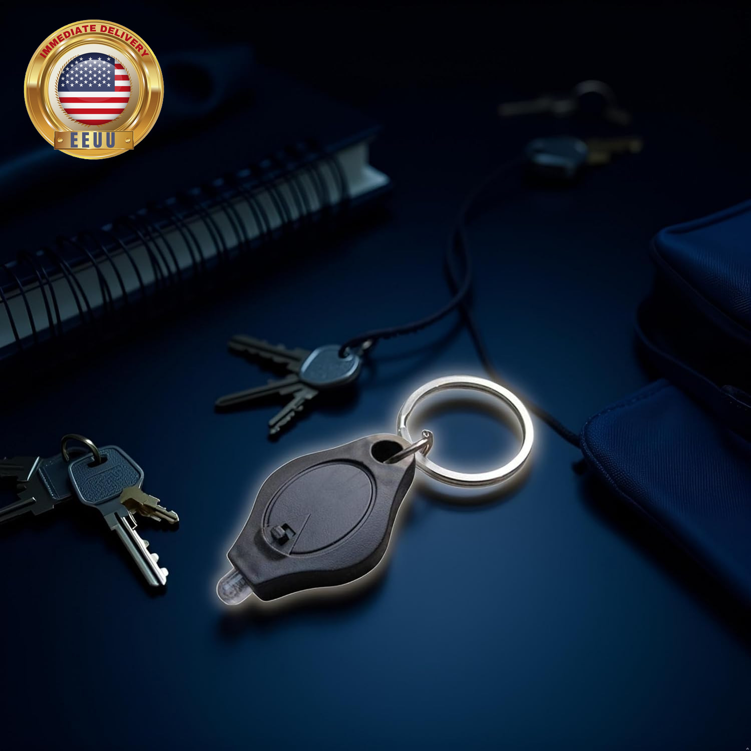Black Mini Flashlight Keychain Keychain Lightweight Mobile Black Durable and Att