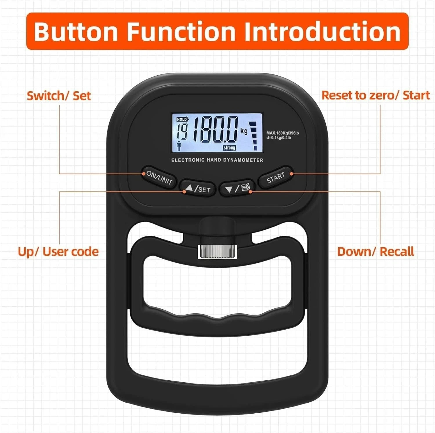 Hand Grip Dynamometer Grip Strength Meter Physical Therapy Rehabilitation