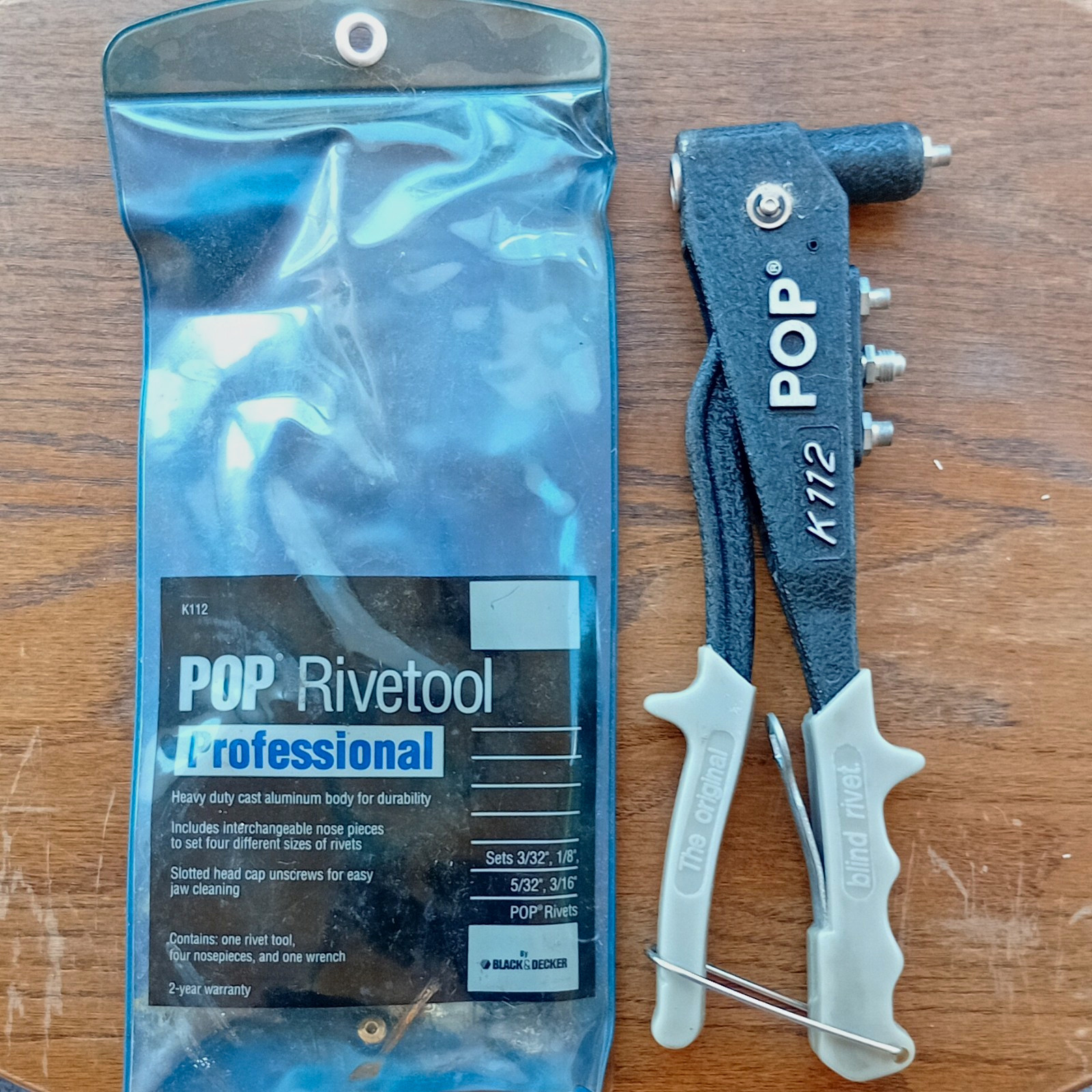 POP K112 Professional Hand Riveter, Aluminum, 3/32-3/16 in, Black/Gray