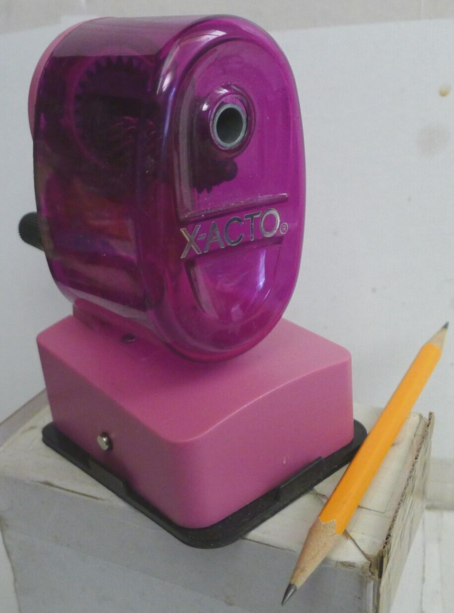 X-Acto Pencil Sharpener - 1 Standard Hole Vacuum Mount - Semi Clear PINK