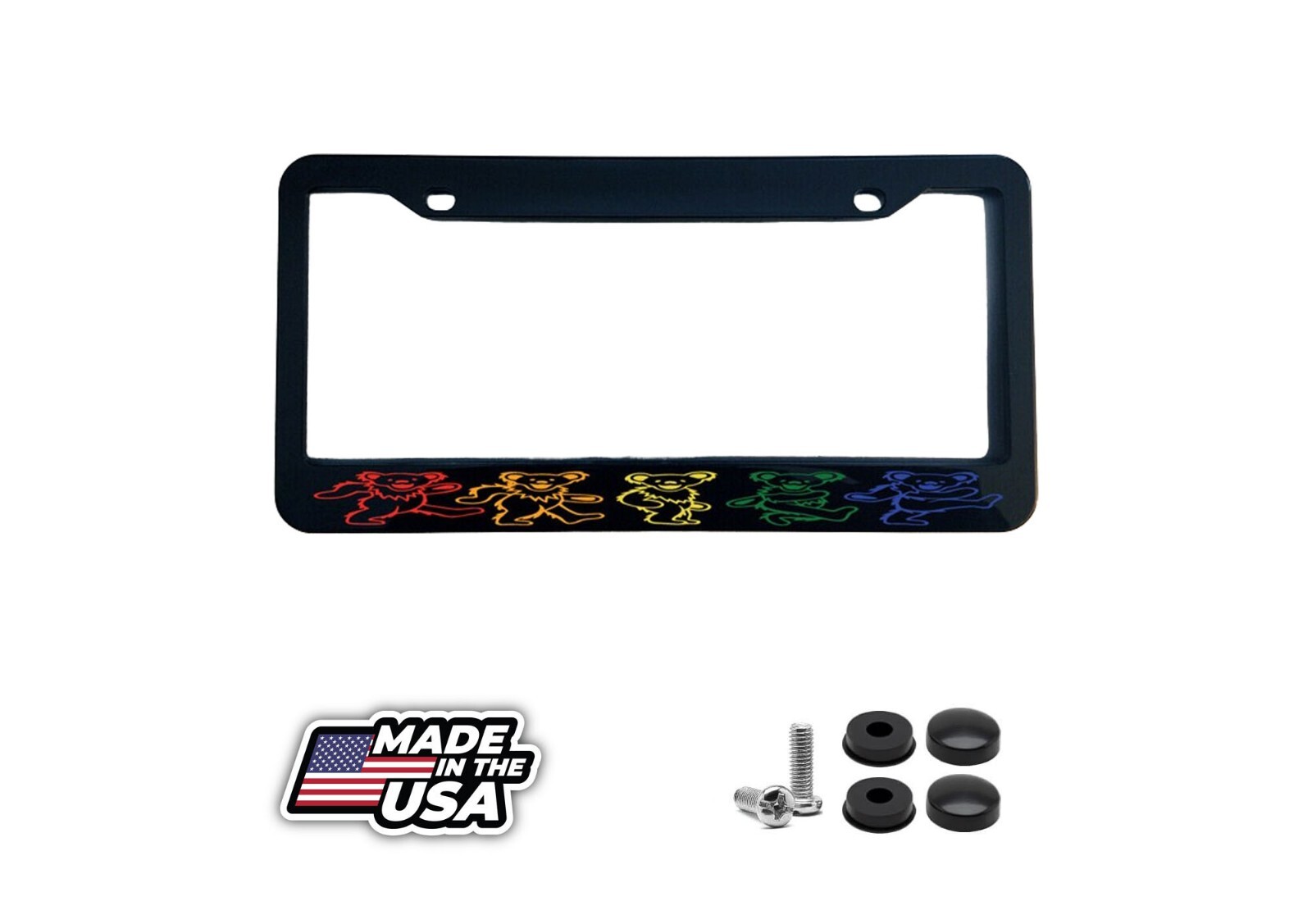 Grateful Dead Dancing Bears Glossy Black License Plate Frame