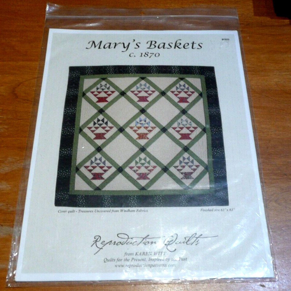 Mary's Baskets c. 1870 Quilting pattern instructions  #909 Reproduction Quilts