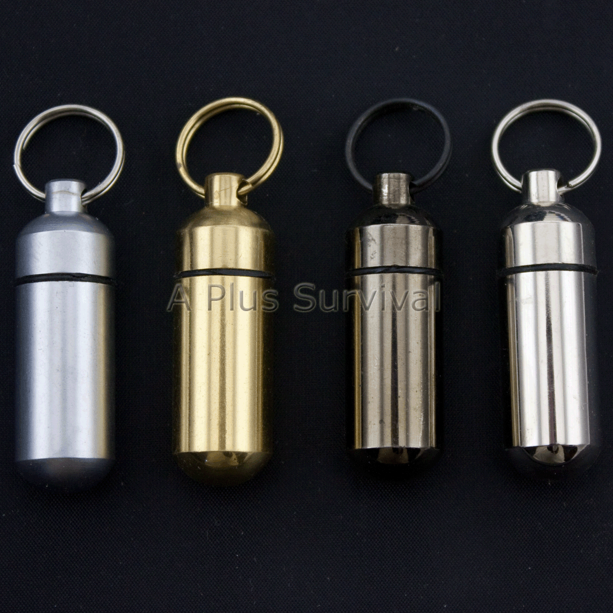 Brass Color Metal Waterproof Pill Case Vial Keychain I.D. Holder