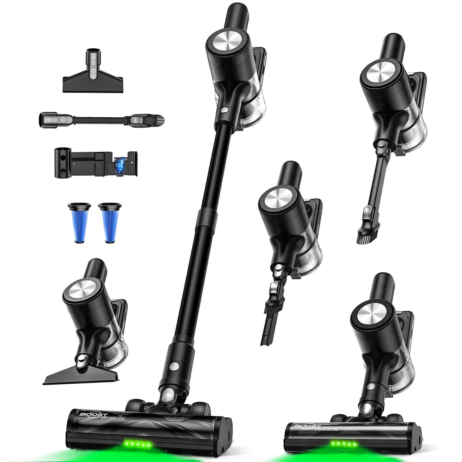 Cordless Vacuum Cleaner, 46Kpa/55 Mins Vacuum Cleaners for Home, Self-Standin...