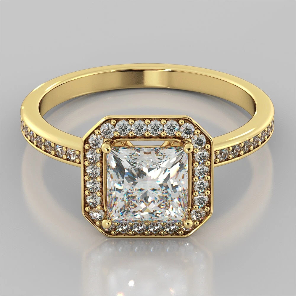 Princess Cut 1.75 Ct VVS1 Diamond Lab-Created Engagement Ring 14K Yellow Gold FN