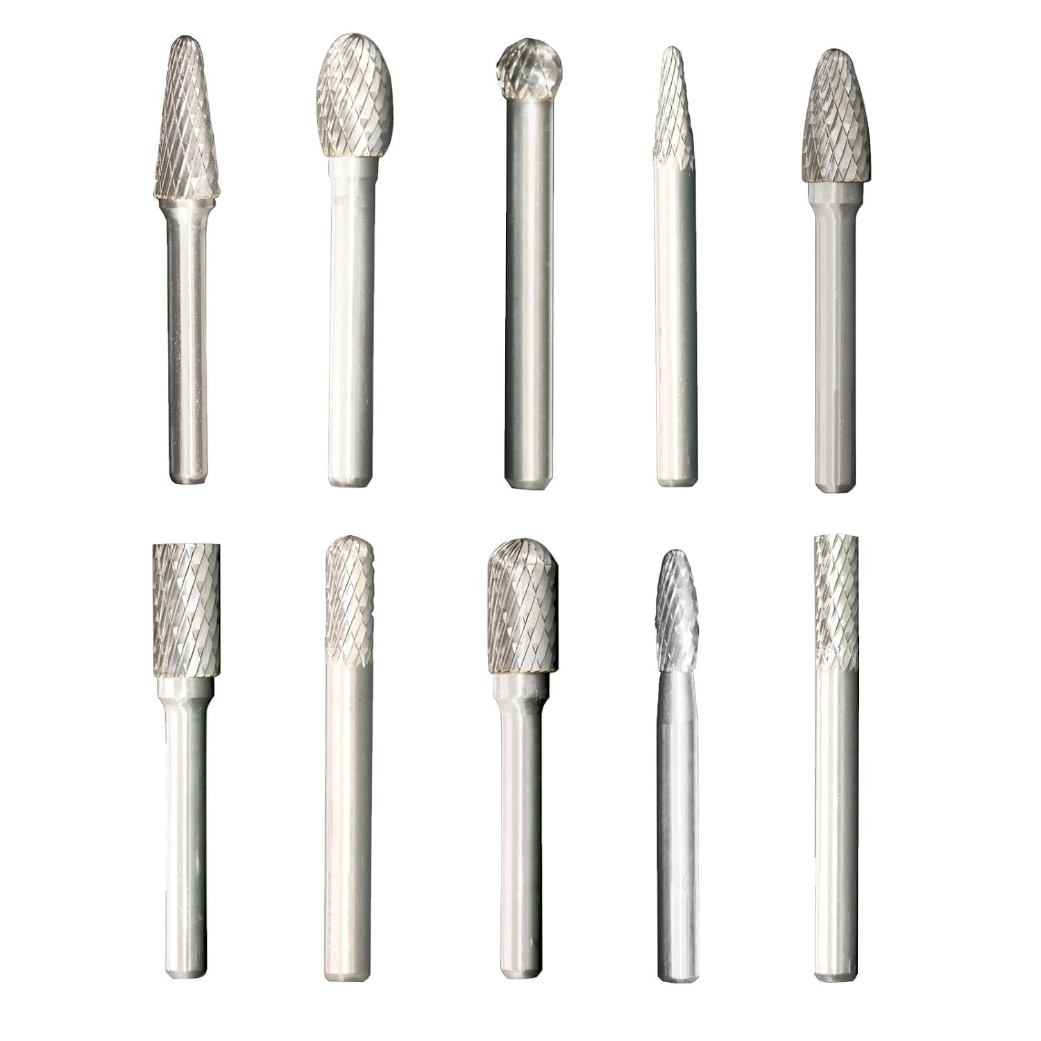 10PCS Tungsten Carbide Burr Set 1/4 Shank Double Cut Die Grinder Bits Rotary