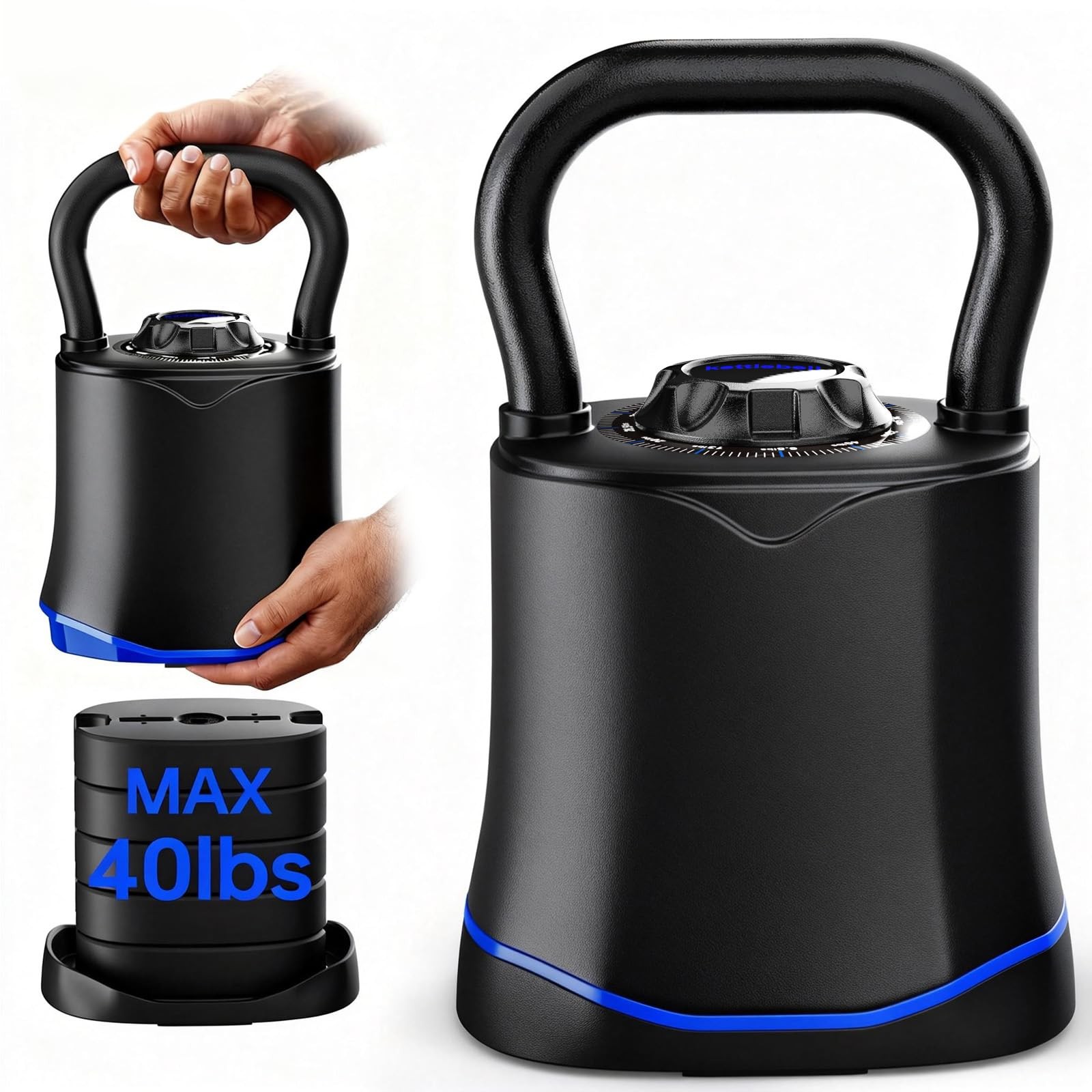 Adjustable Kettlebell6-in-1 Quick Change Kettlebell Set 6.5-40 LBS for Home Gym
