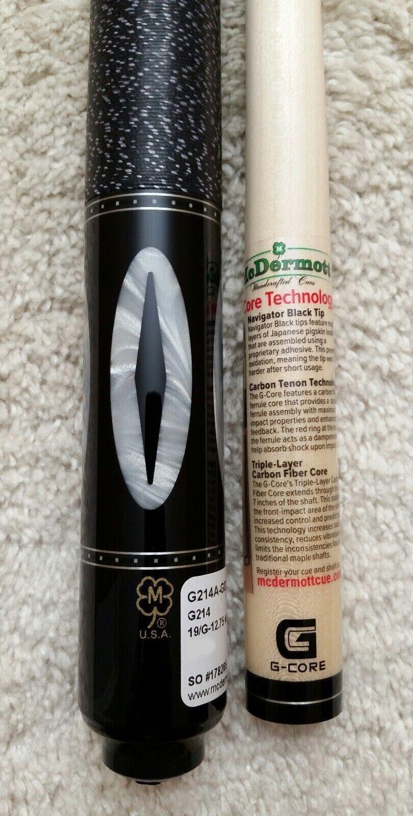 IN STOCK, McDermott G214 w/ 12.75mm G-Core Shaft, Pool Cue, FREE HARD CASE