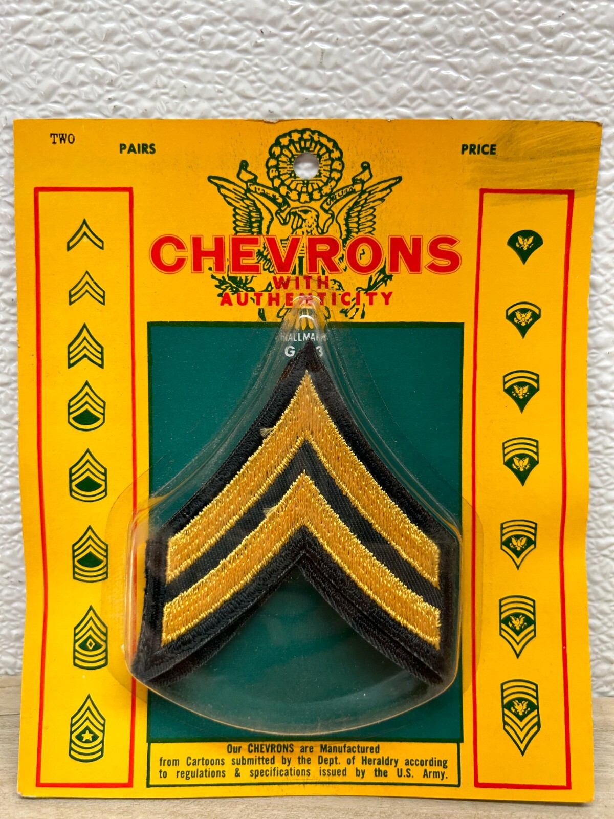Vtg Vietnam Era US Army 1st Class Corp Rank Insignia Chevrons 2 Pairs Patches