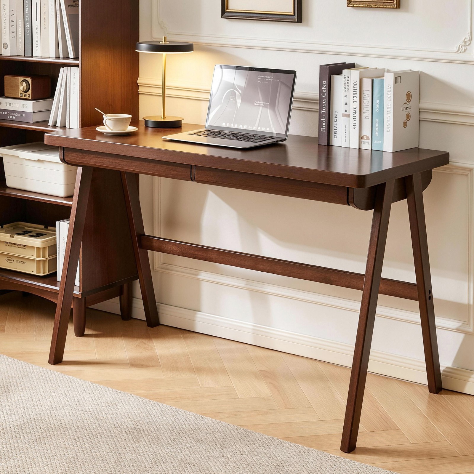 Retro Computer Desk Gaming Writing Study Table With Storage Drawers No Chair