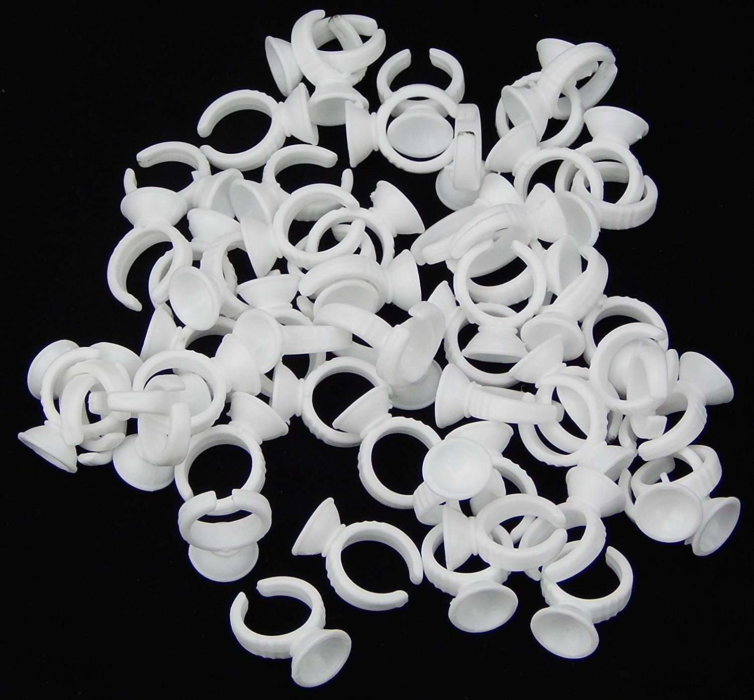 100PCS Disposable Plastic Nail Art Tattoo Glue Holder Eyelash Extension Rings