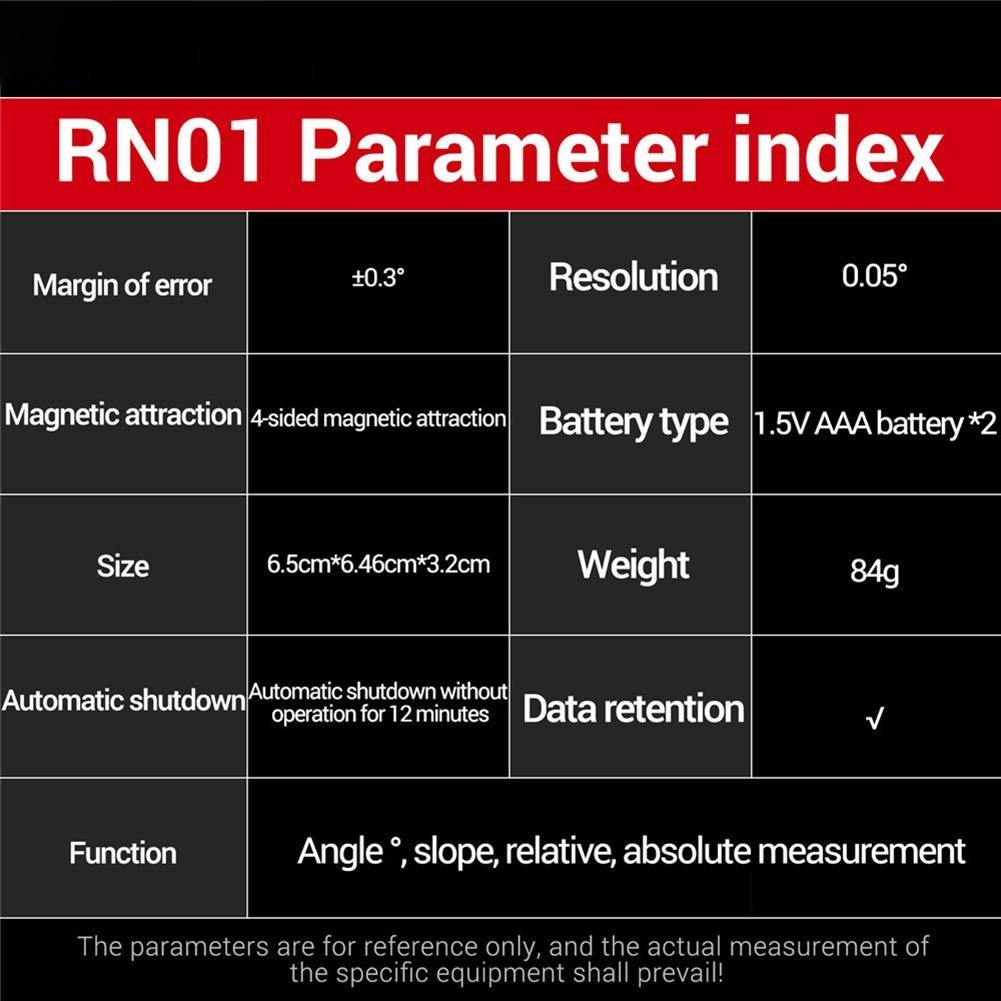 Digital Angle Meter RN01 for Measuring with LCD Backlit Screen and Data Hold