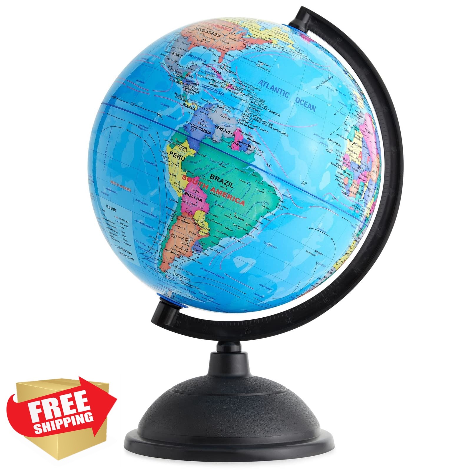Juvale 8-inch World Globe Multicolor Stand Kids Desk