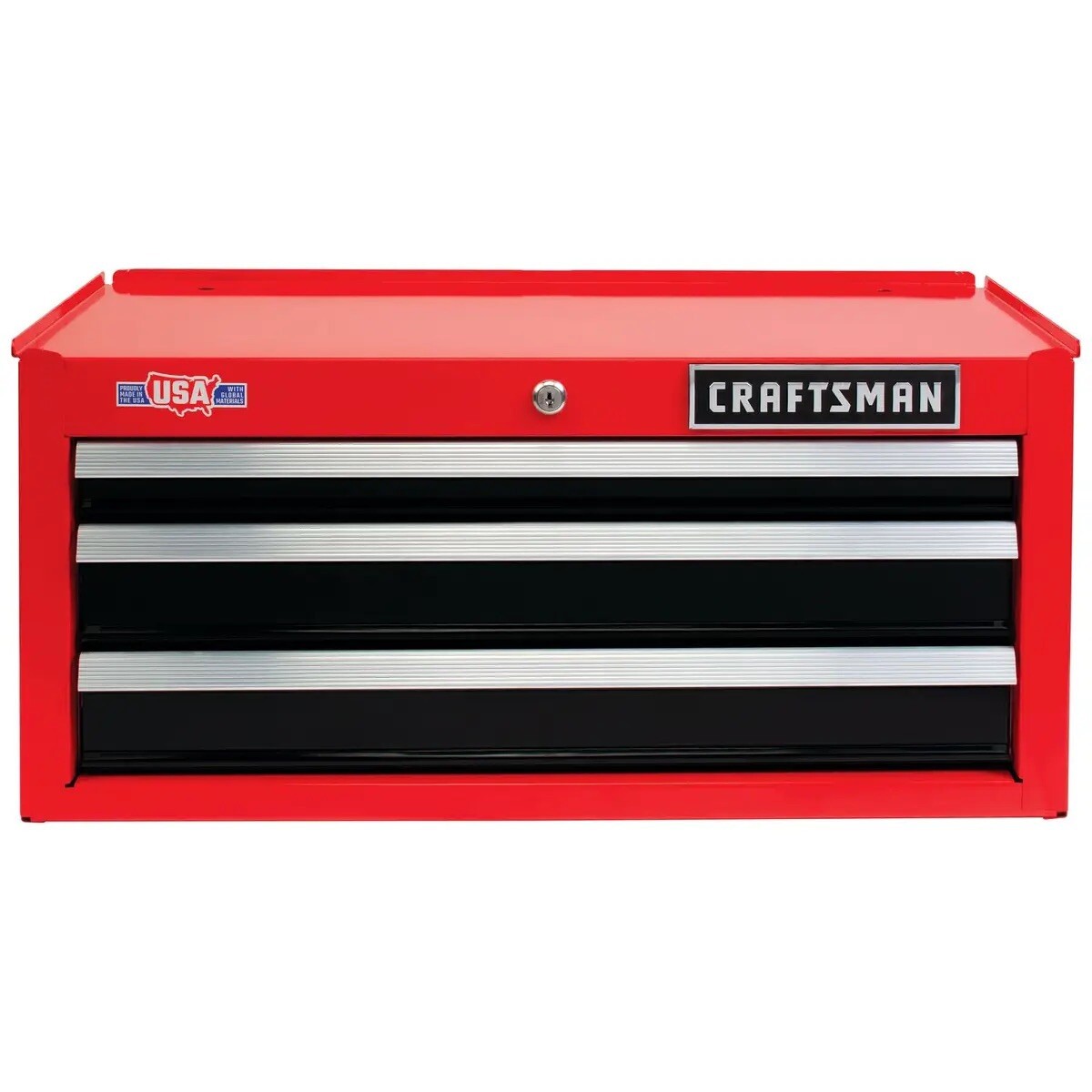 Craftsman 26" 3-Drawer Steel Tool Chest Middle Box Red Heavy Duty Organizer Lock