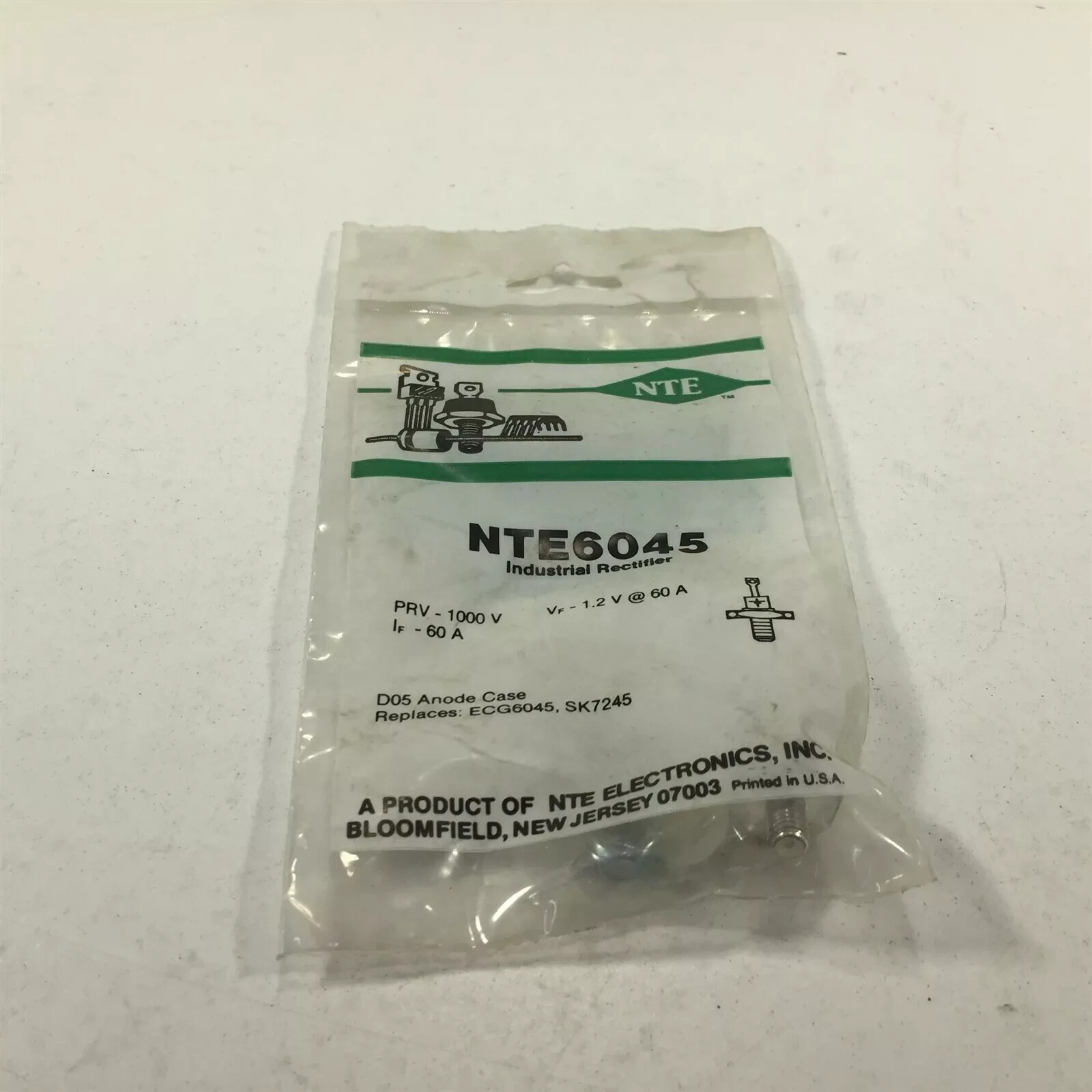 (1) NTE NTE6045 Industrial Silicon Rectifier, 60 Amp D05