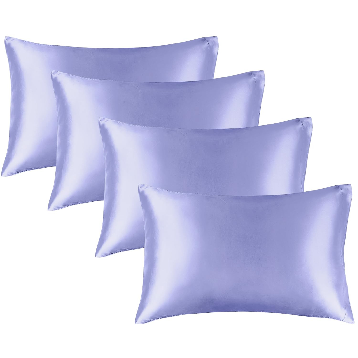 Breathable Satin Pillow Cover 4 Pack, King Size, Xmas Present, Lilac