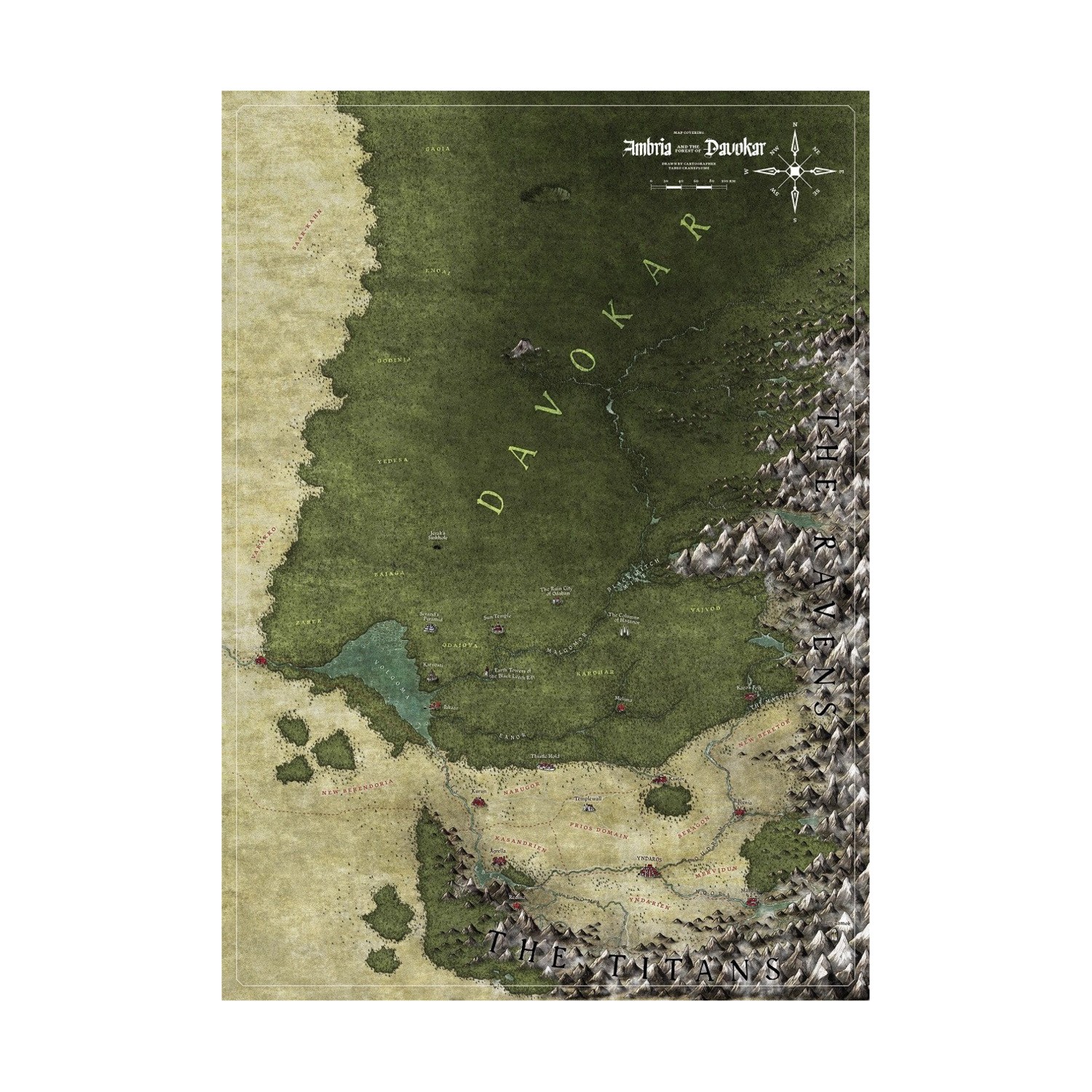 Modiphius Symbaroum Ambria & Davokar Cloth Map New