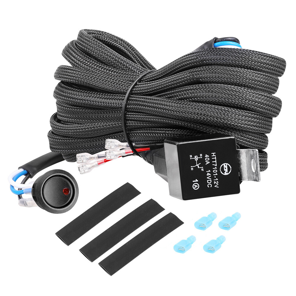 Wireless Remote Control Switch Strobe w/2-Lead Wiring Harness Kit LED Light Bar