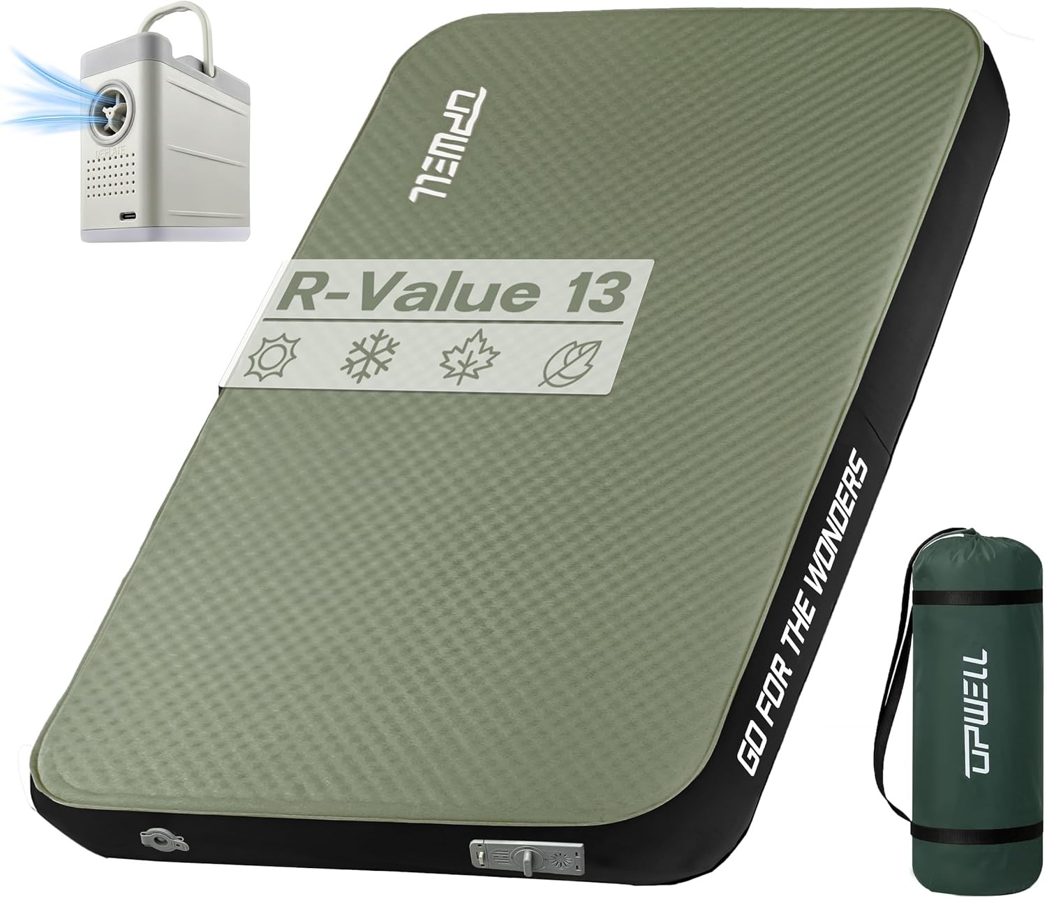 Self Inflating Sleeping Pad 4.5" Thickness Camping Mattress with Solid Foam