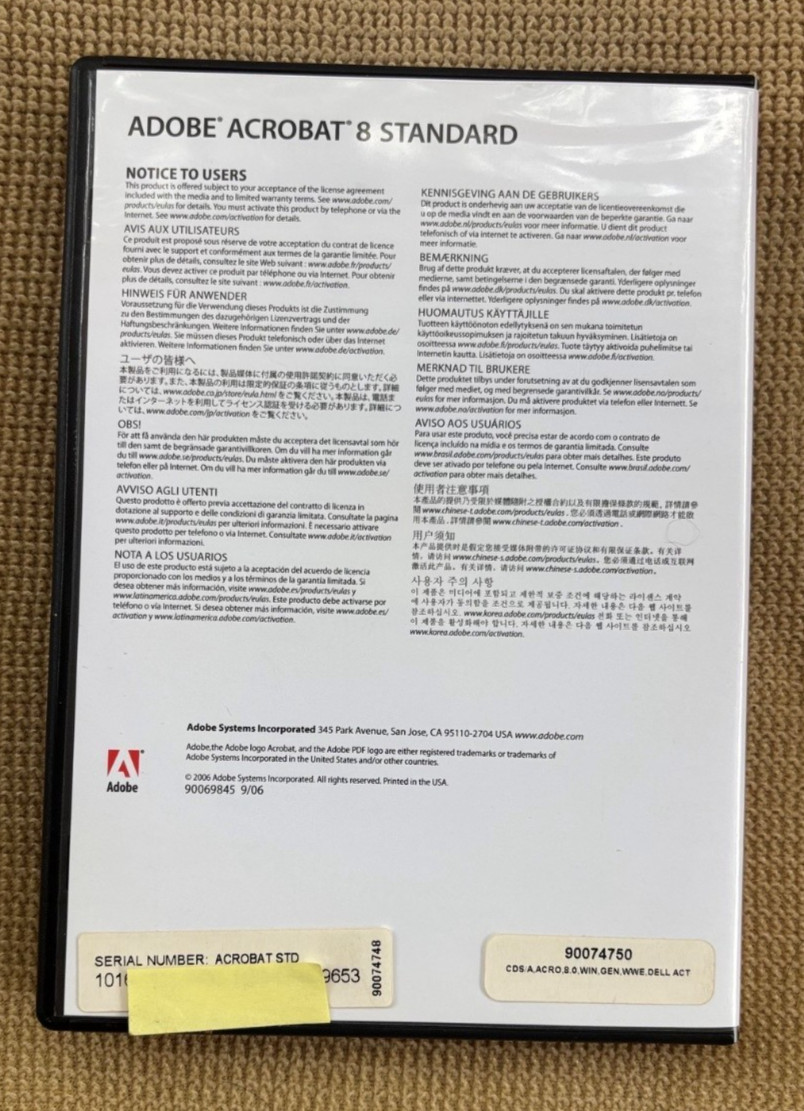 Adobe Acrobat 8 Standard Original OEM CD-ROM w/Case and Serial Number