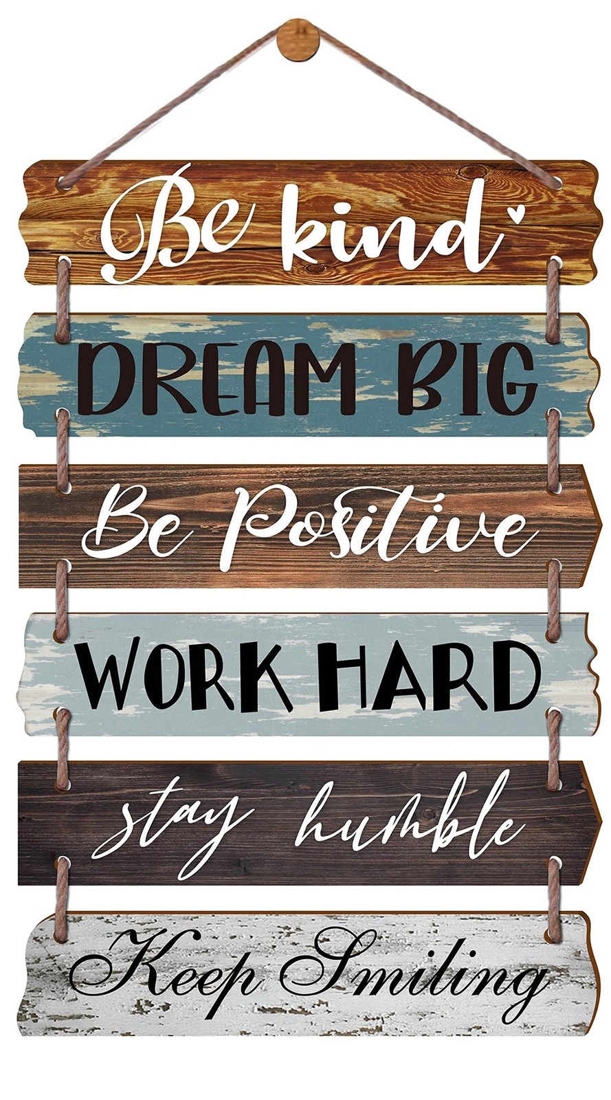 Yudarte Inspirational Wall Art 6pcs Strung Wooden Panels - Farmhouse Rustic O...