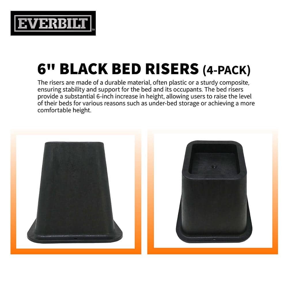 Everbilt 6 in. Black Bed Risers (4-Pack)