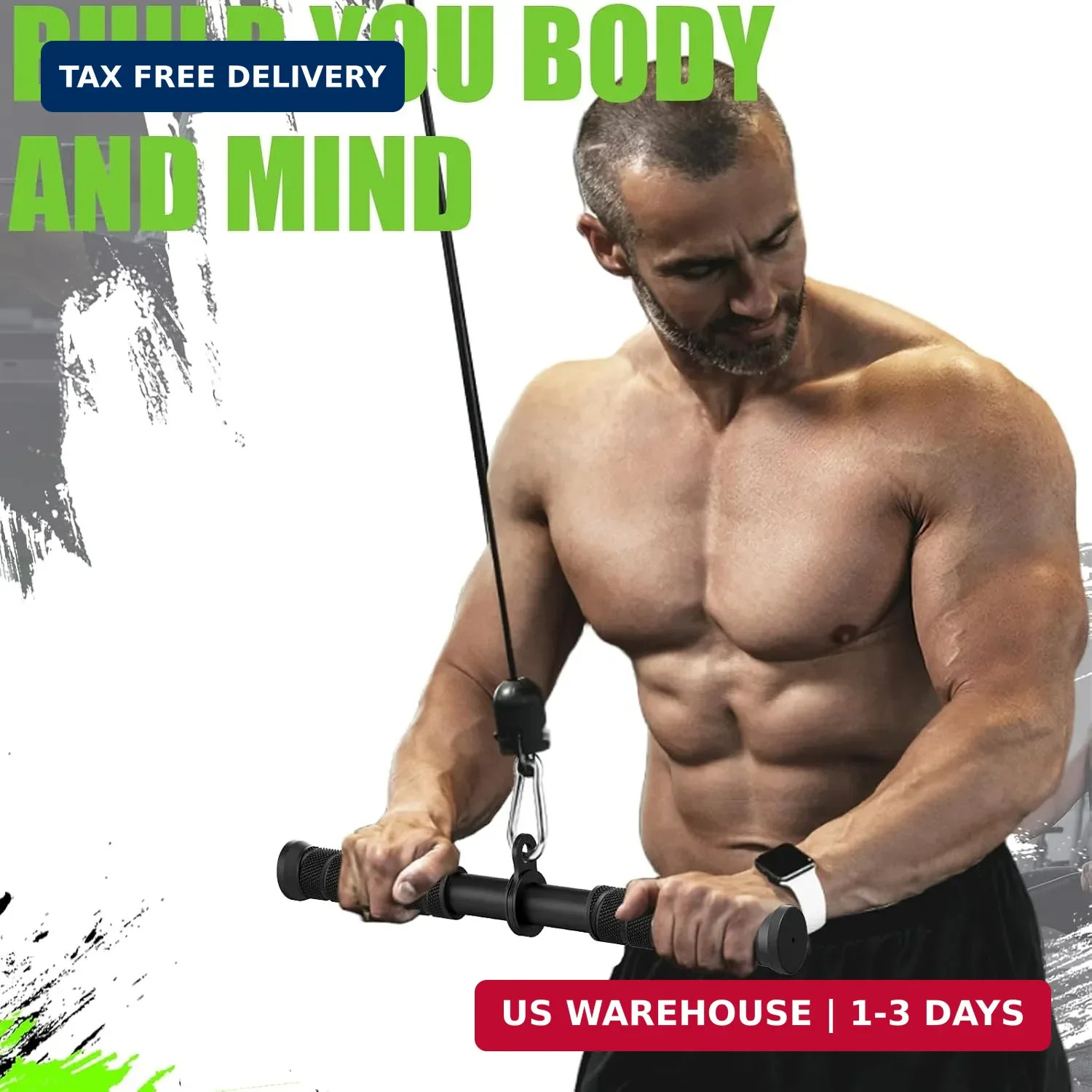 Tricep Pressdowns Straight Bar Cable Attachment ，360 Degree Rotating Bicep Pull
