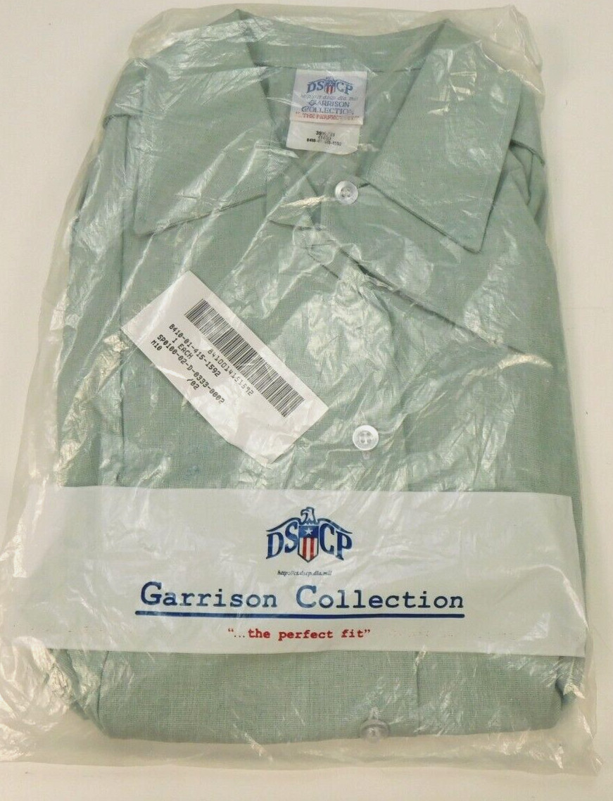 US Army Green 415 Shirt Womens 14 R Bust 39 1/2  Long Sleeve Tuck-In NEW