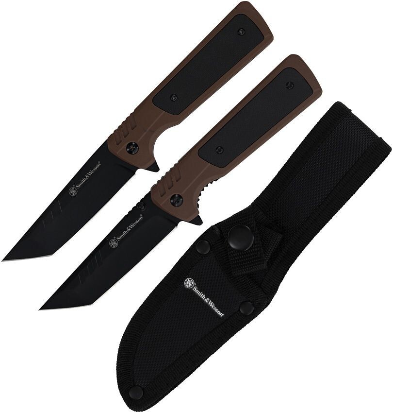 Smith & Wesson 1911 Fixed/Folding Knives Stainless Black Blades Polymer Handles