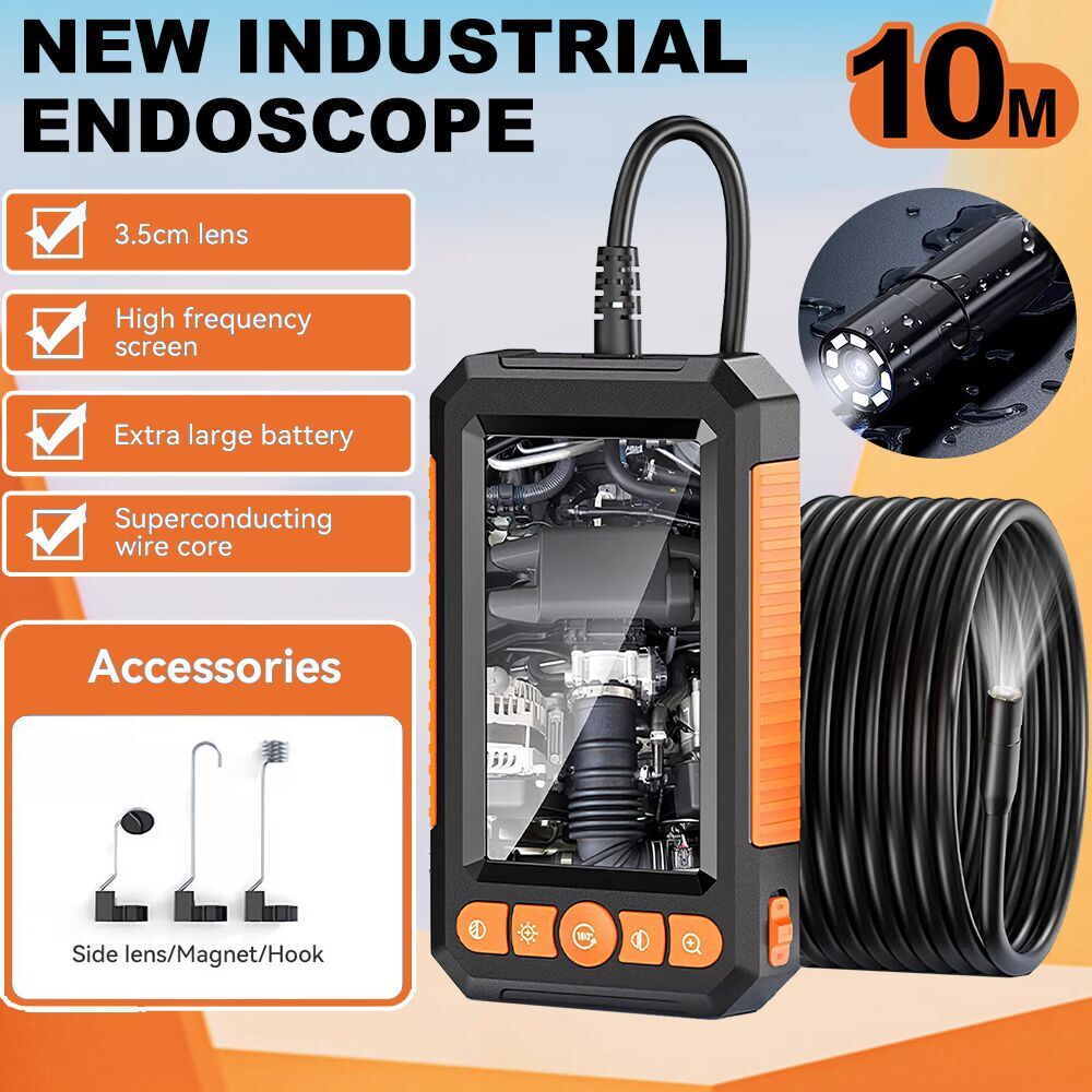 Waterproof Snake Endoscope 10M Cable 4.3 Inch LCD Screen Car Pipe Borescope