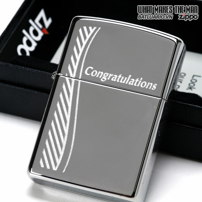 Sweet High Polished Chrome Congratulations Zippo Lighter