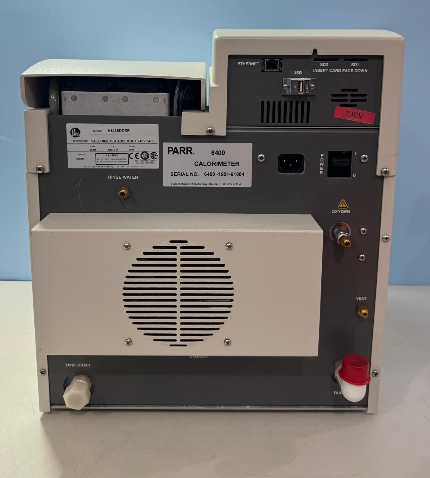 Parr 6400 Automatic Calorimeter 240V Powers On Touchscreen Works Firmware Error