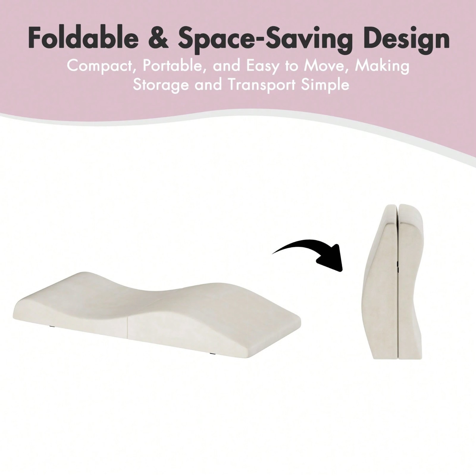 Foldable Lash Bed Topper Foam Cushion Massage Table Spa Pad Beige