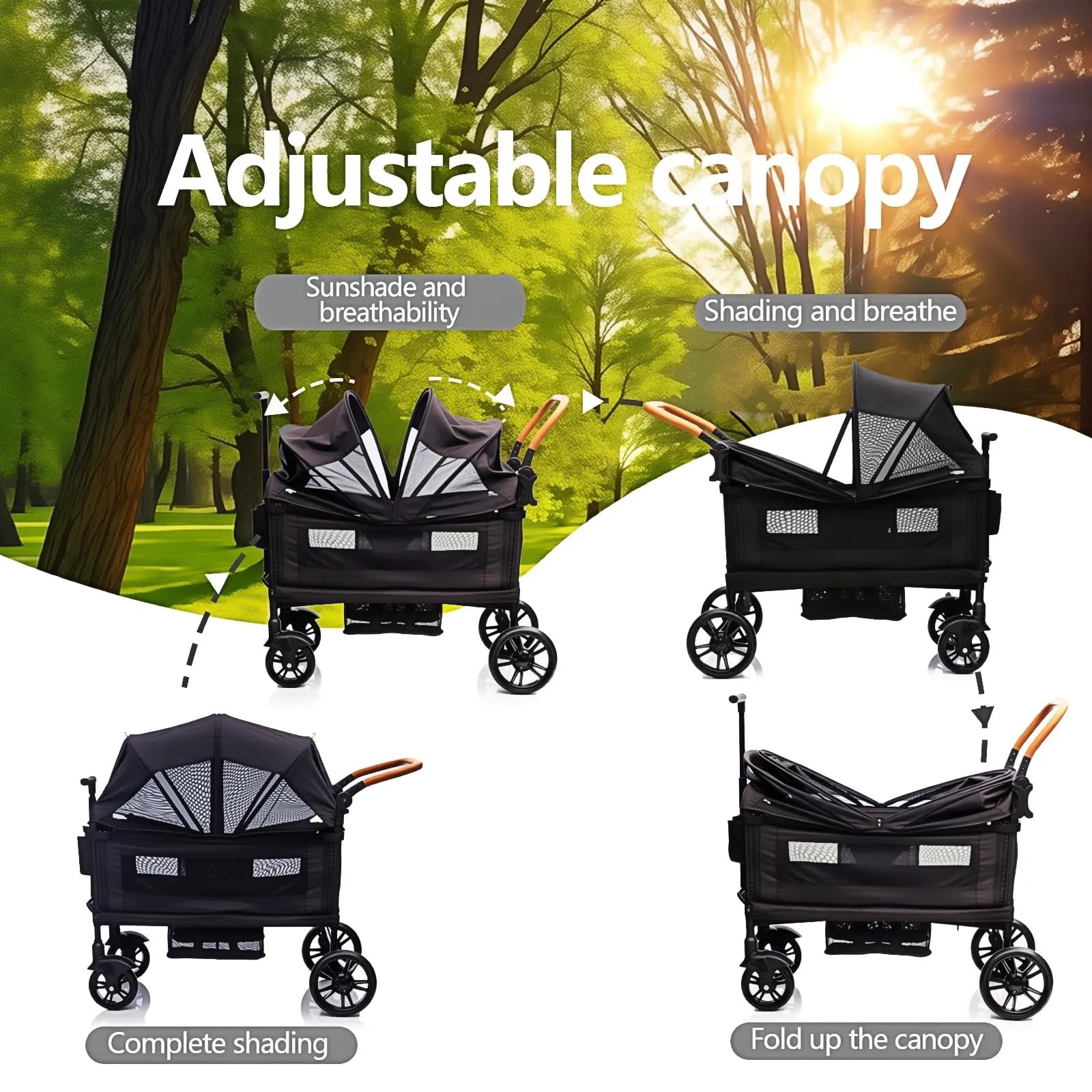 Luxury Wagon Stroller for 2 Kids & Cargo-Lightweight Foldable Travel Push Pul...