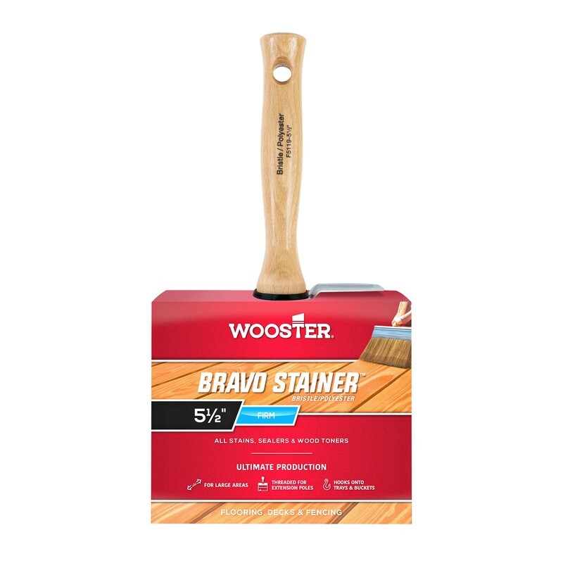 Wooster Bravo Stainer 5-1/2 in. Flat Paint Brush Polyester/White China Bristles