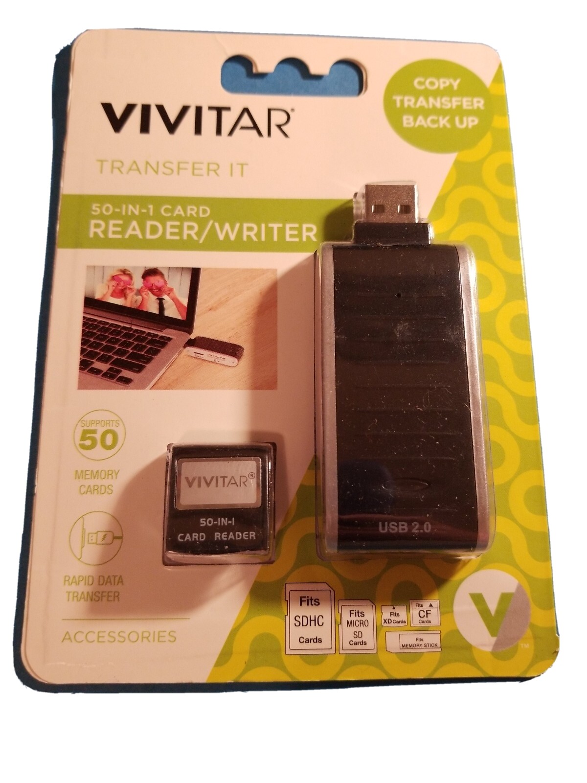 Vivitar 50-IN-1 Card Reader/Writer. Rapid Data Transfer Supports 50 Memory Cards