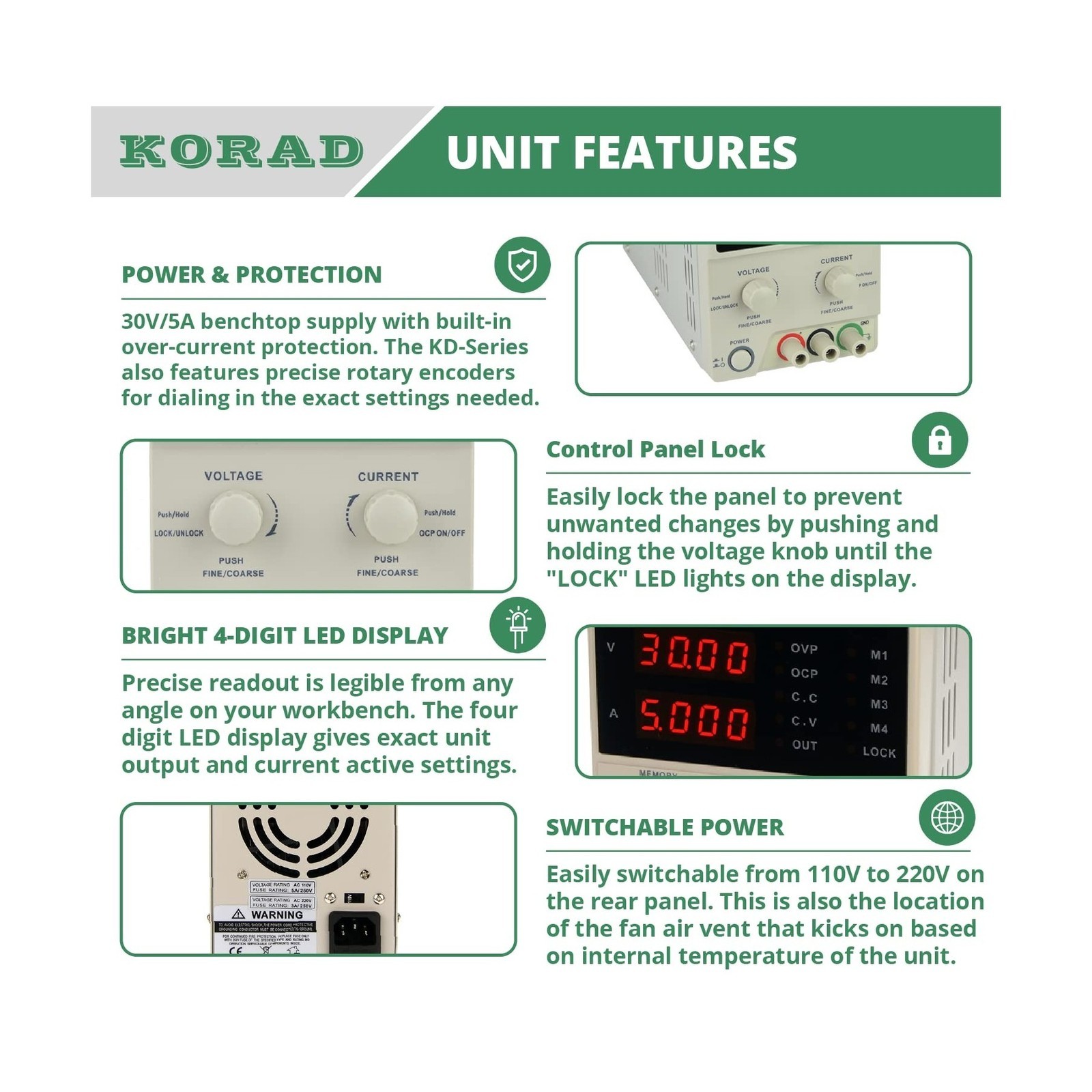 KORAD KD3005D - Precision Variable Adjustable 30V, 5A DC Linear Power Supply ...
