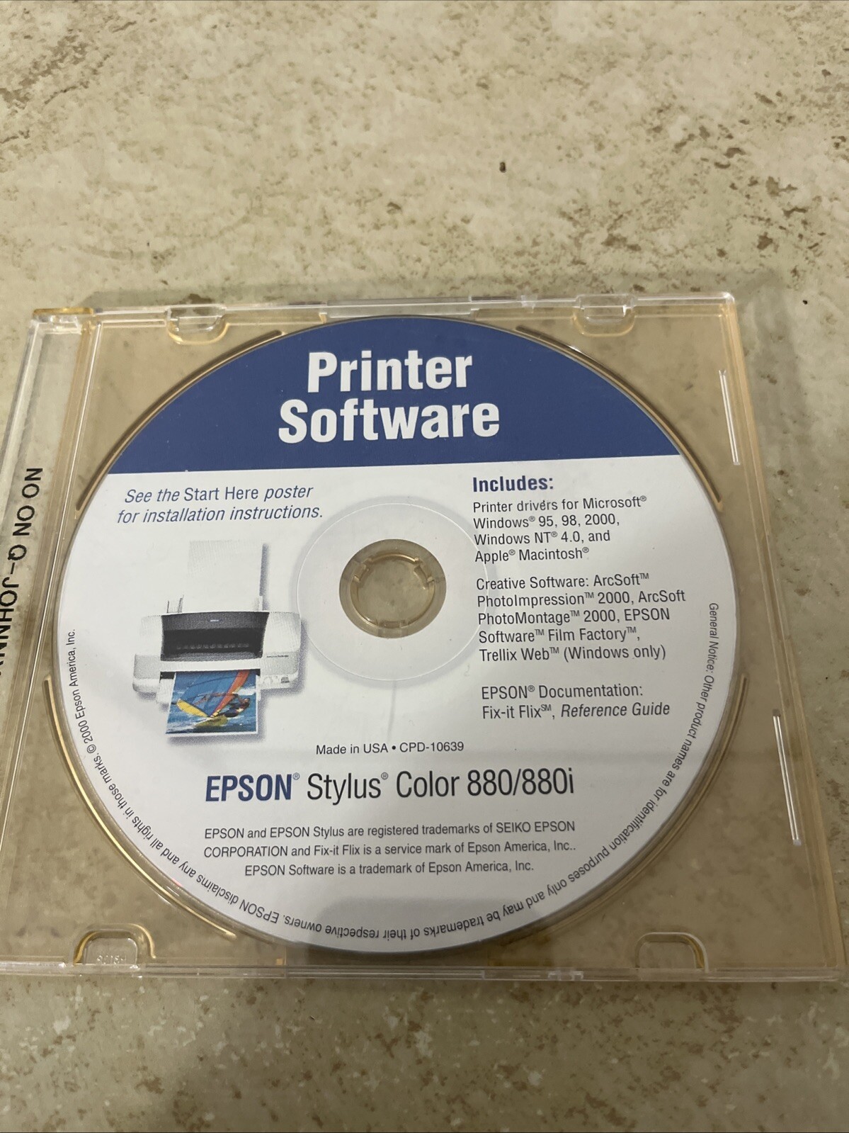 Epson Stylus Color 880/880i Printer Software cd