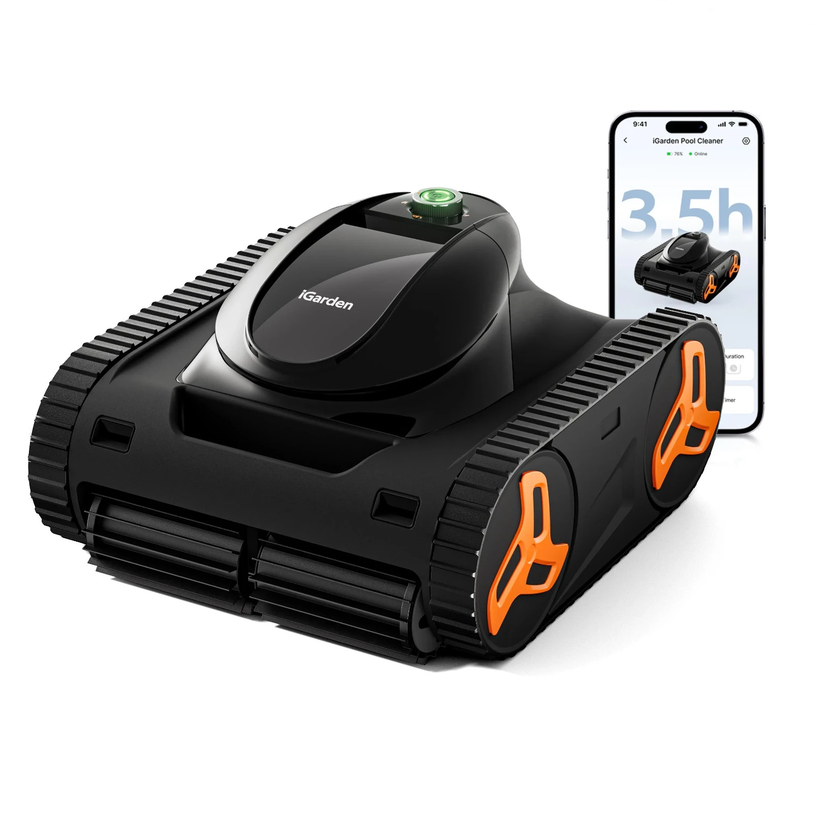 iGARDEN 3.5H Runtime Cordless Robotic Pool Cleaner Wall Climbing Waterline