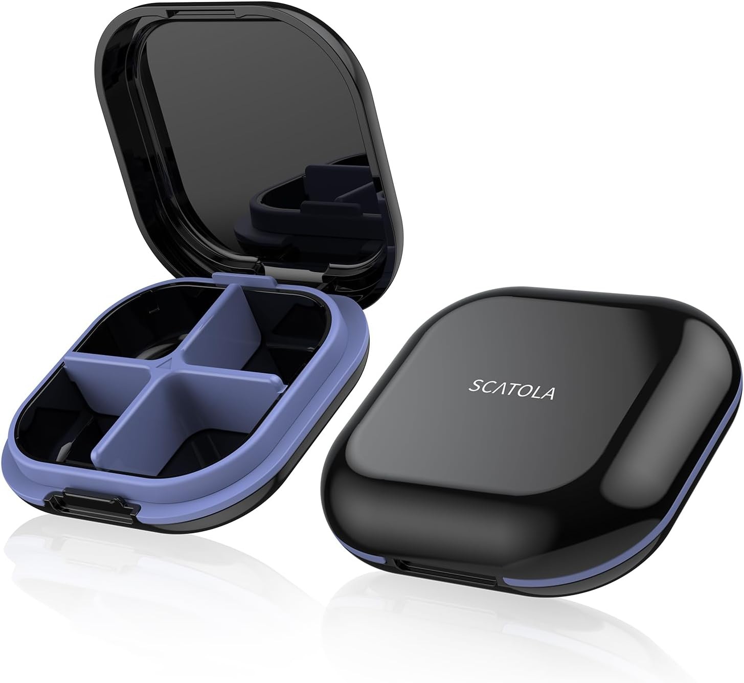 Daily Pill Organizer 4 Compartments, Small Pill Box Portable Travel Pill Case, M