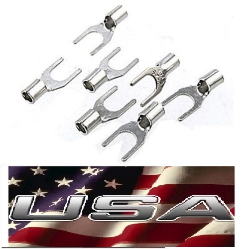 14-16 (100)PK UNINSULATED NON-INSULATED # 8 SPADE  CONNECTOR TERMINAL MADE IN US