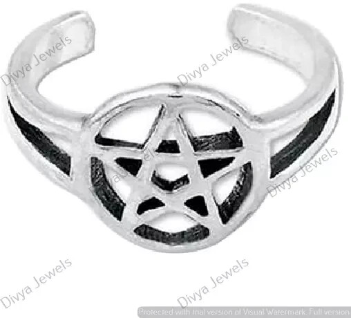 Women's Pentacle Beautiful Adjustable Toe Ring Real 925 Sterling Silver