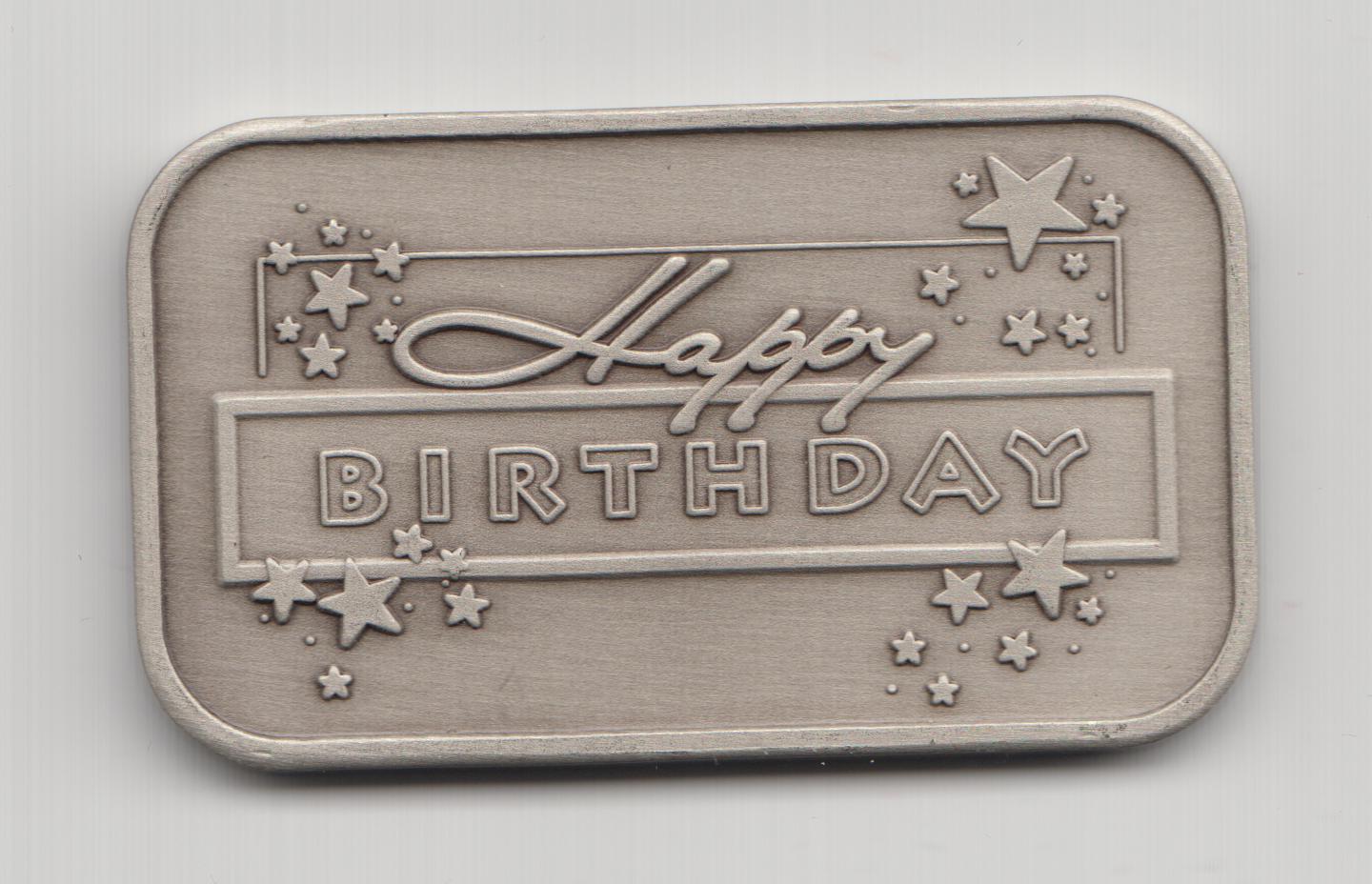Antiqued Nickel Birthday Wishes party favor gift bar ingot Stars
