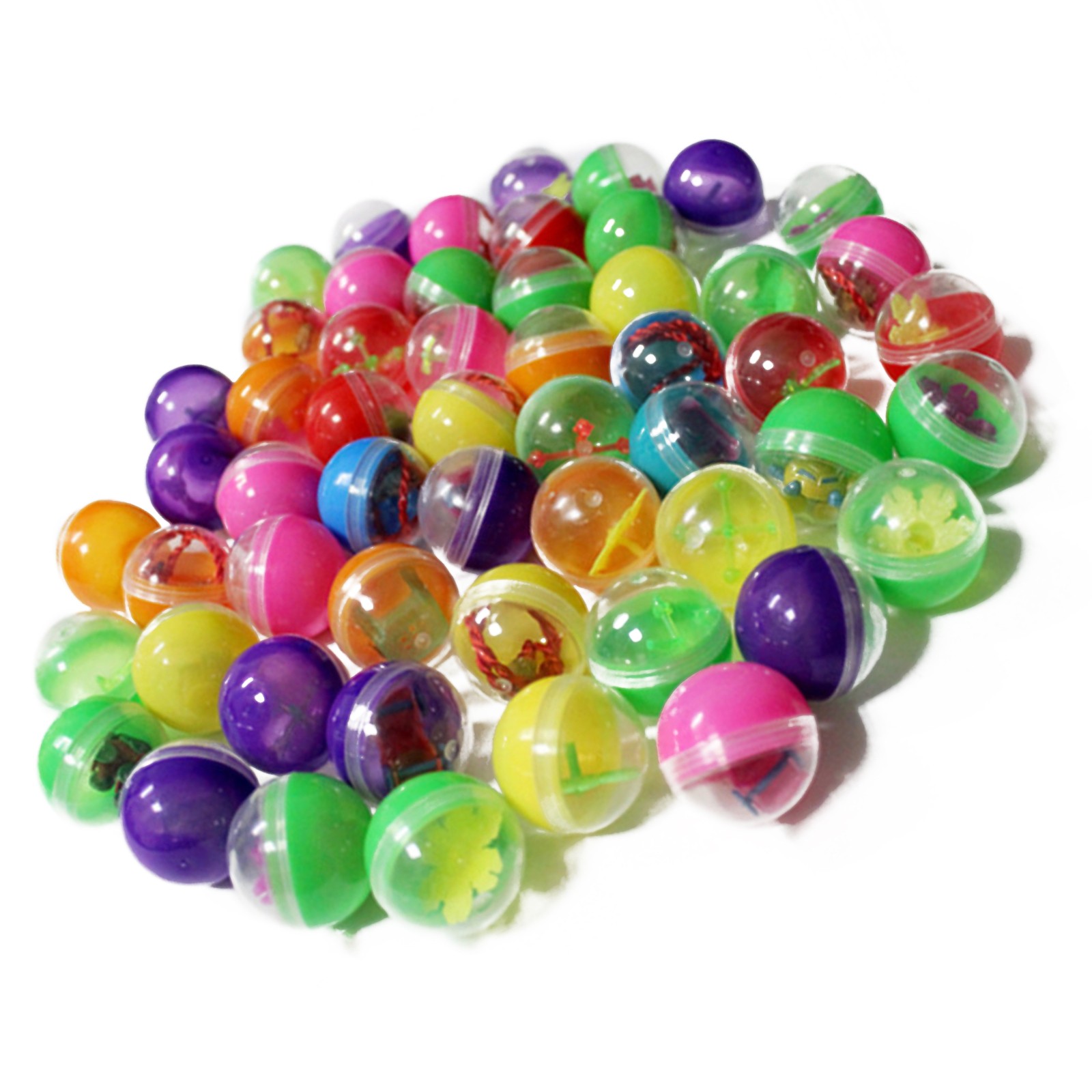 100Pcs Clear Multi-Types Plastic Capsule Toys For Vending Machine Kids Gifts