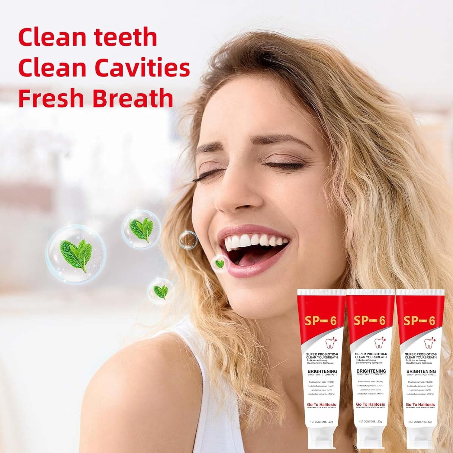 3Pcs Sp-6 Ultra Whitening Toothpaste，Super Probiotic SP-6 Toothpaste， Deep Clean