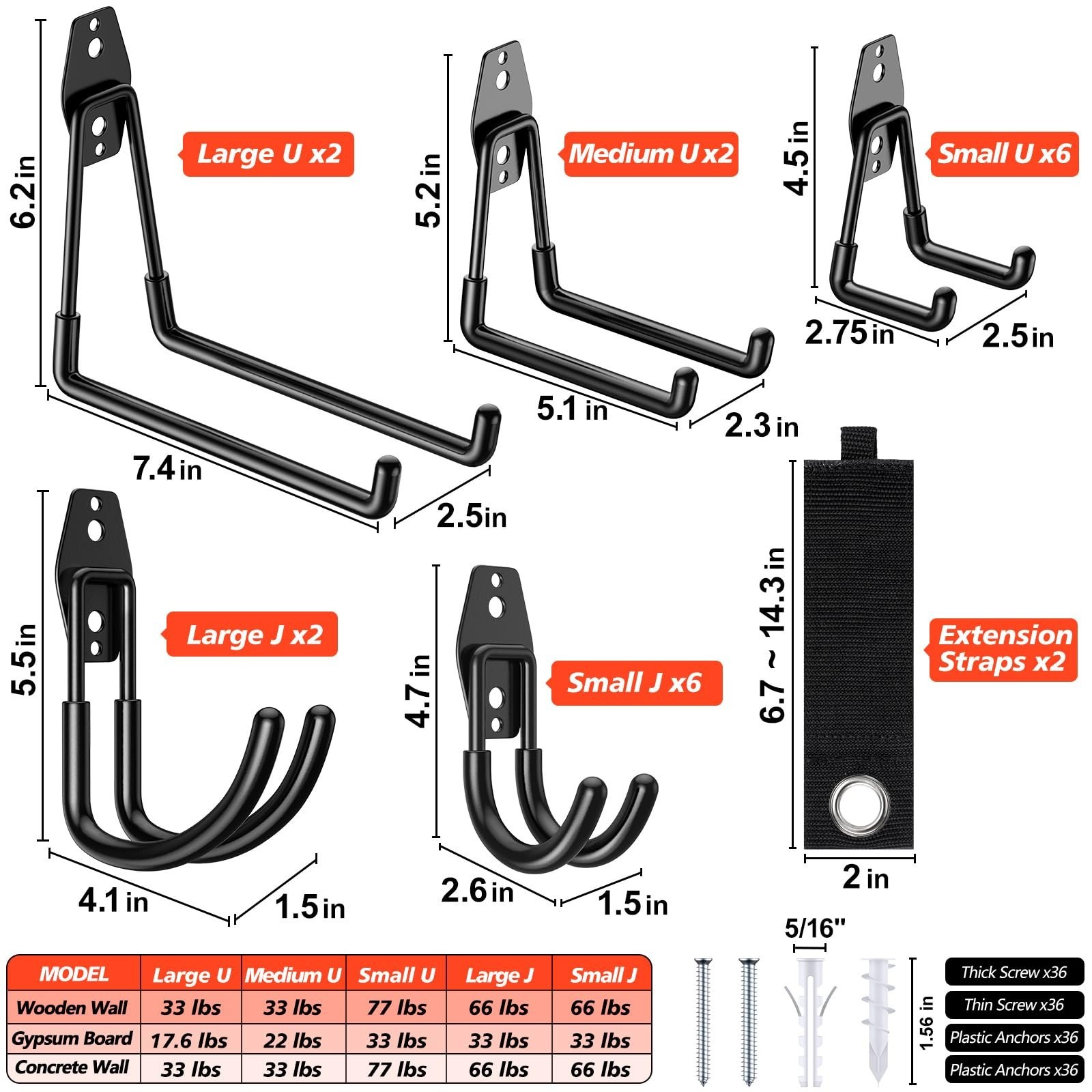 MKRUI 20-Pack Garage Hooks for Storage & Hanging Items, Save Space | Hangs Bi...